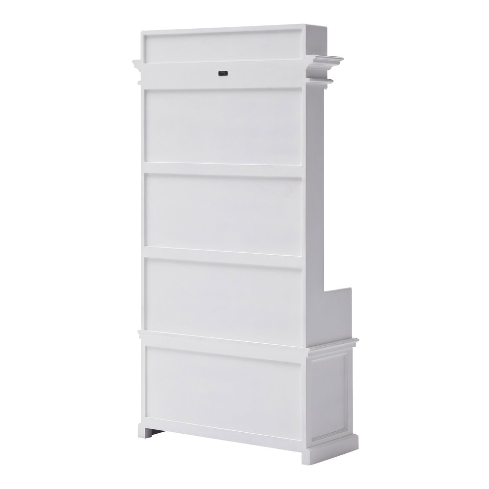 Classic White Entryway Coat Rack and Bench with Drawers — view 5