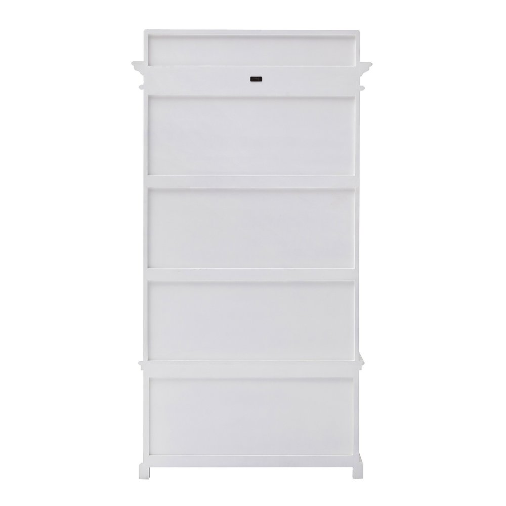 Classic White Entryway Coat Rack and Bench with Drawers — view 6