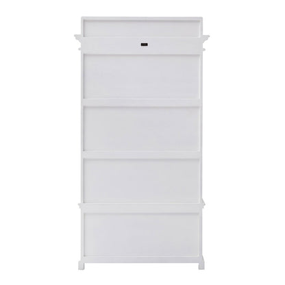 Classic White Entryway Coat Rack and Bench with Drawers HomeRoots