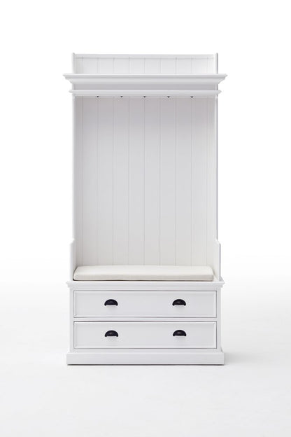 Classic White Entryway Coat Rack and Bench with Drawers HomeRoots