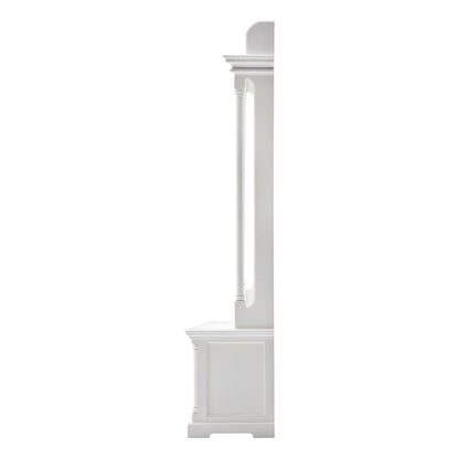 Classic White Hall Tree Coat Rack with Drawers - FurniFindUSA