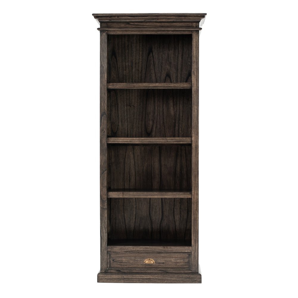 75" Brown and Black  Wood Four Tier Bookcase HomeRoots