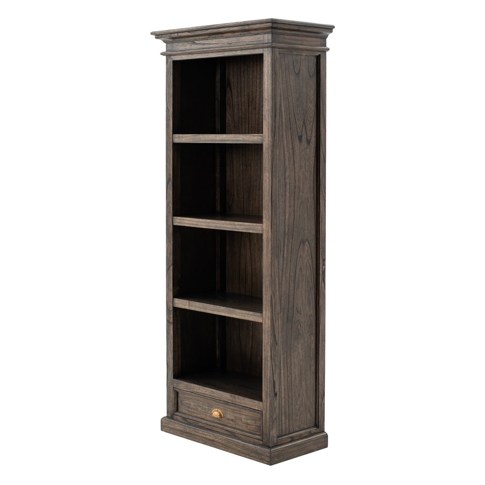75" Brown and Black  Wood Four Tier Bookcase HomeRoots