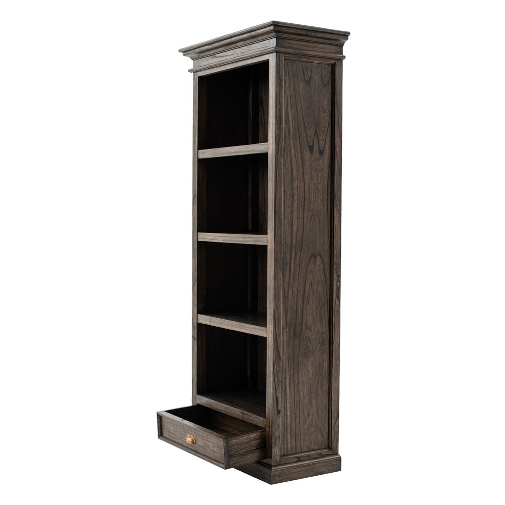 75" Brown and Black  Wood Four Tier Bookcase HomeRoots