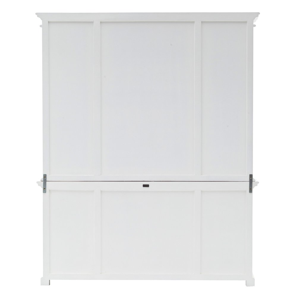 87" White Wood Bookcase with Glass Doors Drawers and Baskets HomeRoots