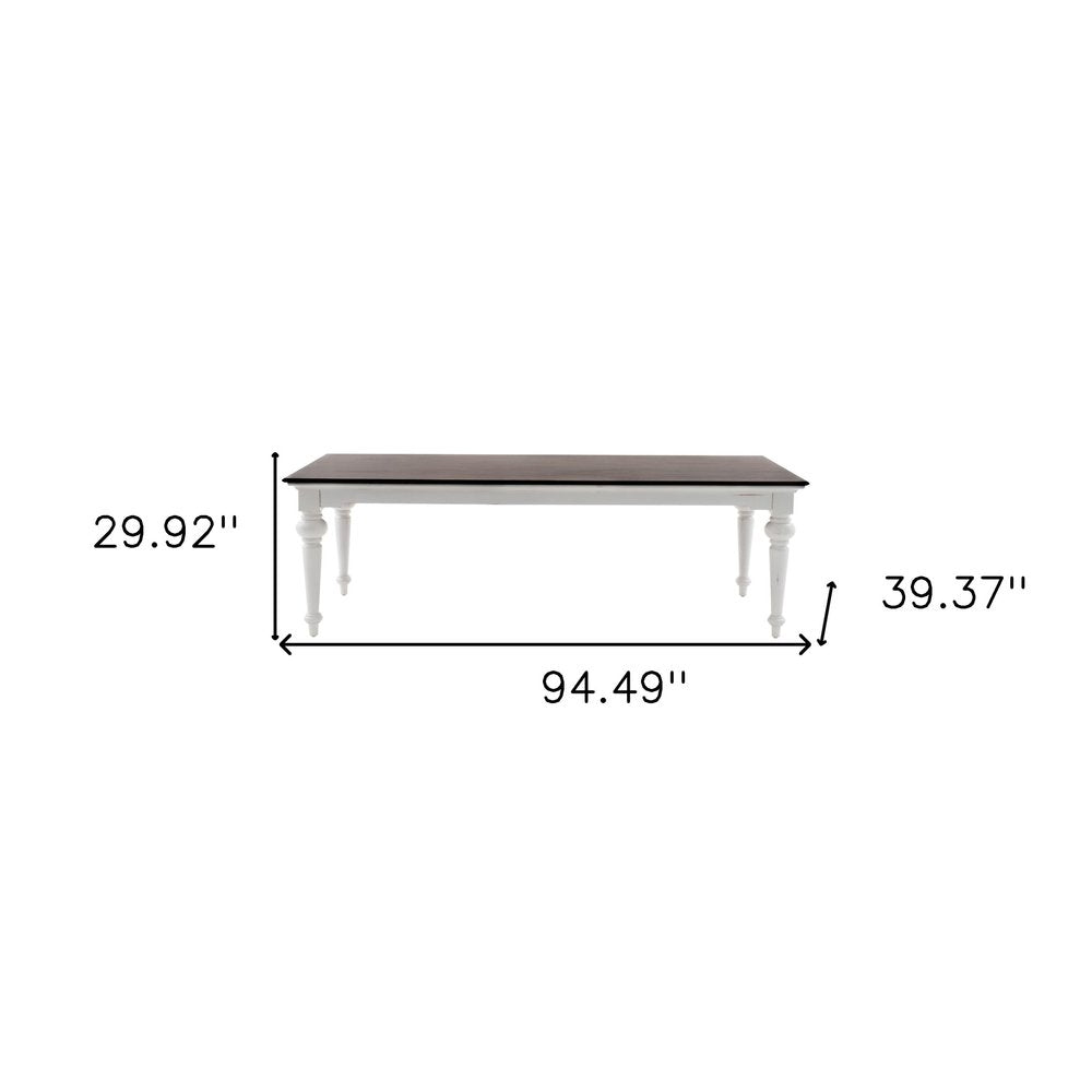 94" Dark Brown And White Solid Wood Dining Table — view 10