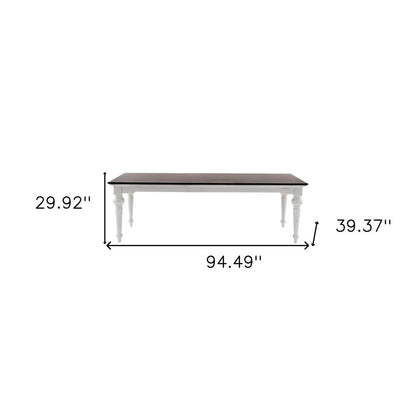 94" Dark Brown And White Solid Wood Dining Table HomeRoots