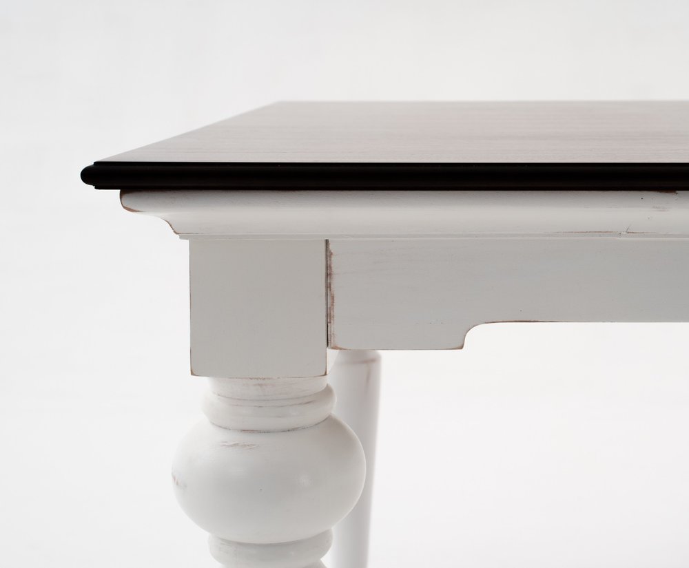 94" Dark Brown And White Solid Wood Dining Table — view 3