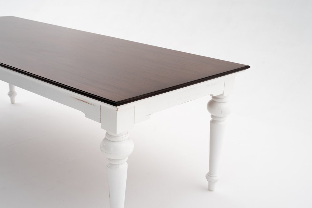 94" Dark Brown And White Solid Wood Dining Table — view 5