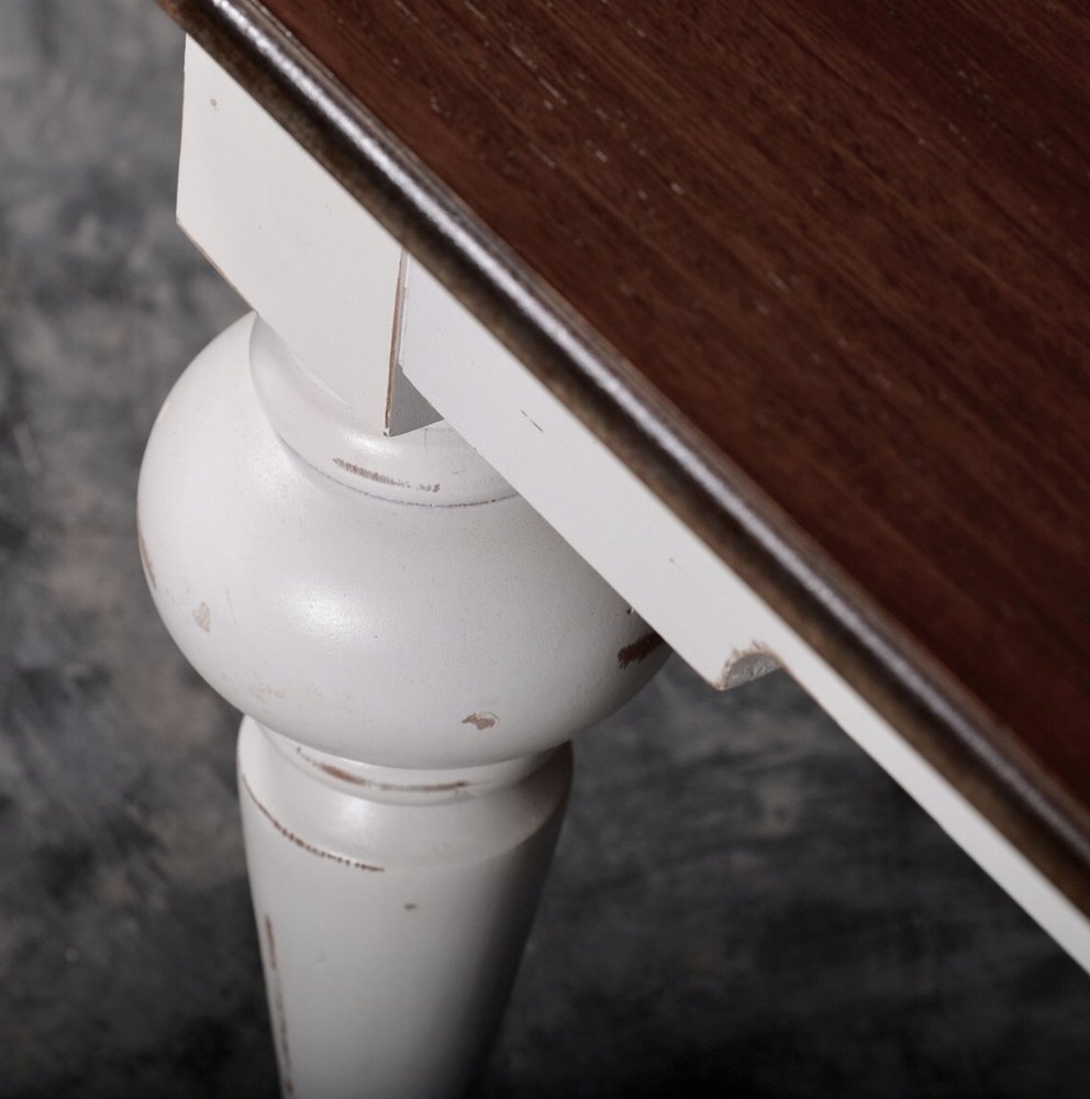 94" Dark Brown And White Solid Wood Dining Table — view 7