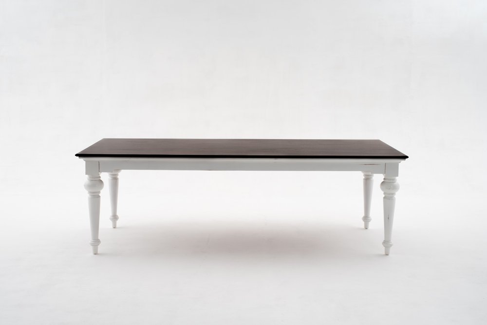 94" Dark Brown And White Solid Wood Dining Table — view 9