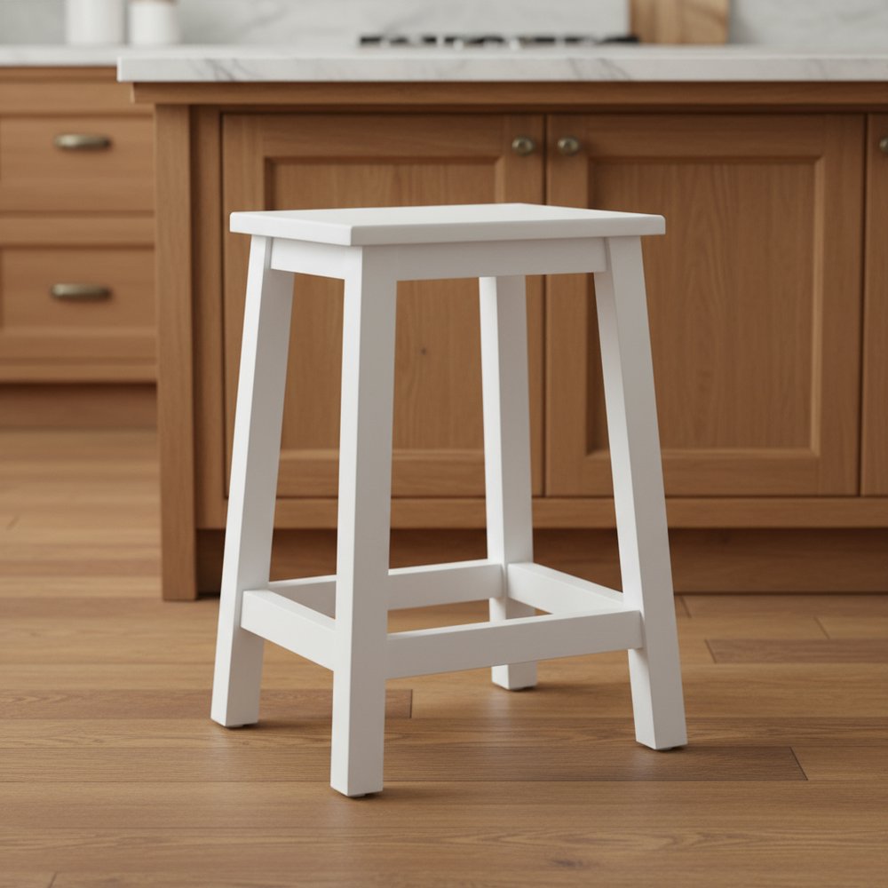 20" White Solid Wood Backless Bar Chair HomeRoots