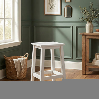 20" White Solid Wood Backless Bar Chair HomeRoots