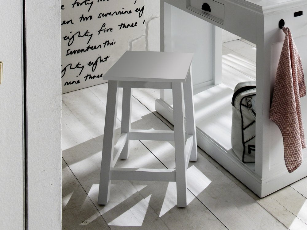20" White Solid Wood Backless Bar Chair HomeRoots