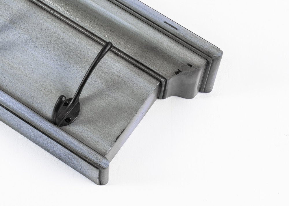 28" Black And Blue Solid Wood Four Hook Wall Mount Coat Rack - FurniFindUSA