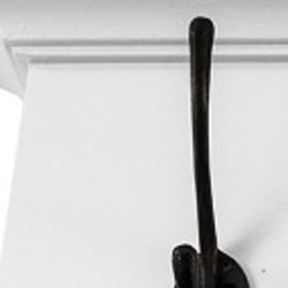 51" White Solid Wood Eight Hook Wall Mount Coat Rack HomeRoots