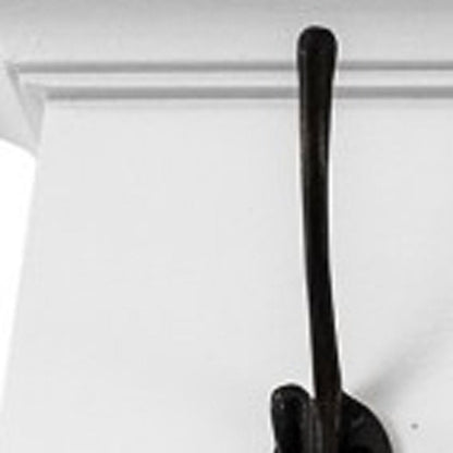 51" White Solid Wood Eight Hook Wall Mount Coat Rack HomeRoots