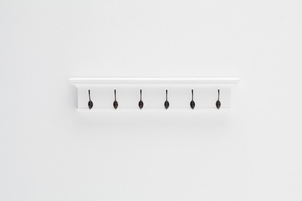 39" Classic White Wood Six Hook Hanging Coat Rack HomeRoots