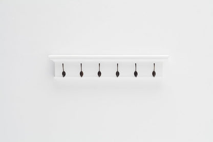 39" Classic White Wood Six Hook Hanging Coat Rack HomeRoots