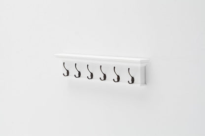 39" Classic White Wood Six Hook Hanging Coat Rack HomeRoots