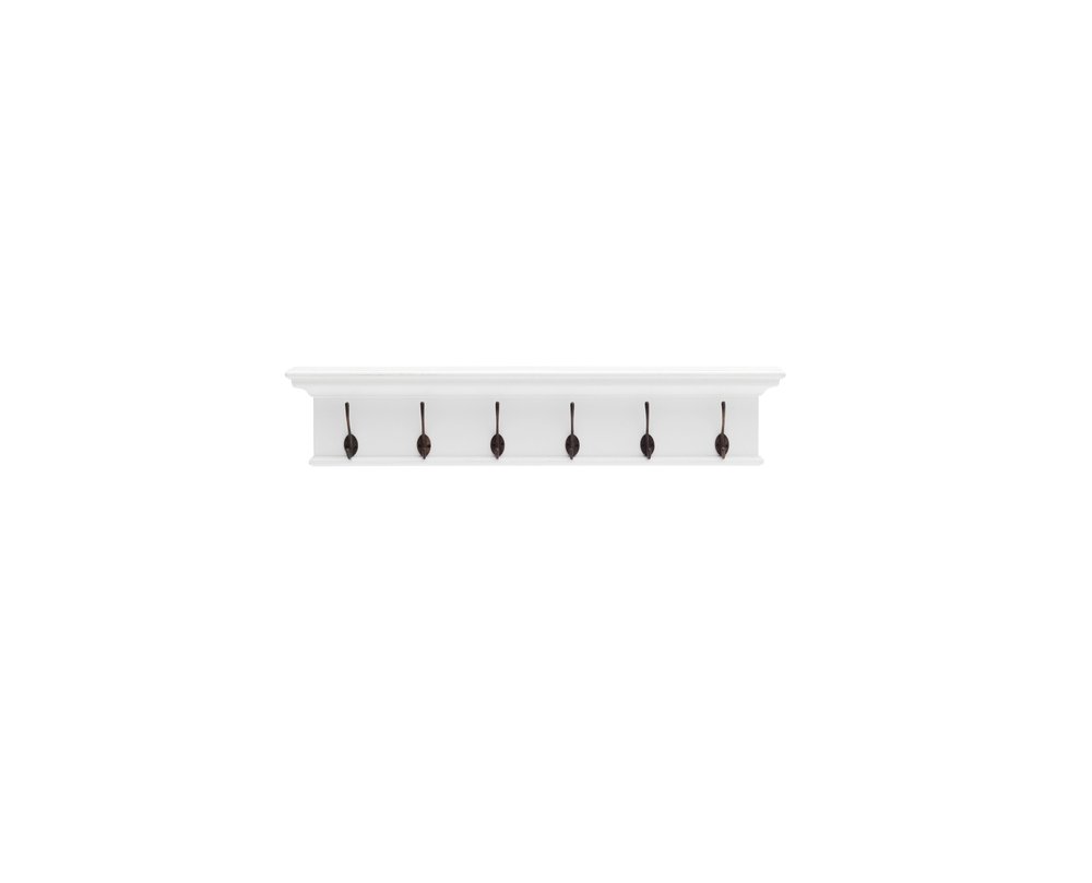 39" Classic White Wood Six Hook Hanging Coat Rack HomeRoots