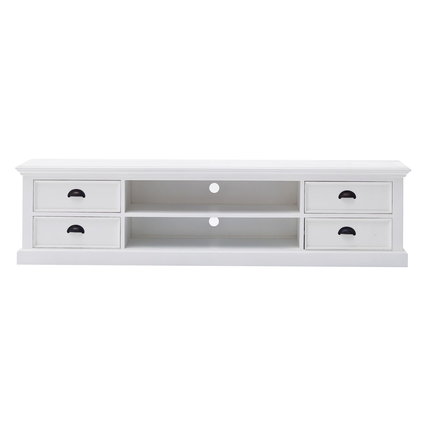 71" White Solid Wood Enclosed and Open Storage TV Stand