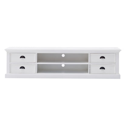 71" White Solid Wood Enclosed and Open Storage TV Stand