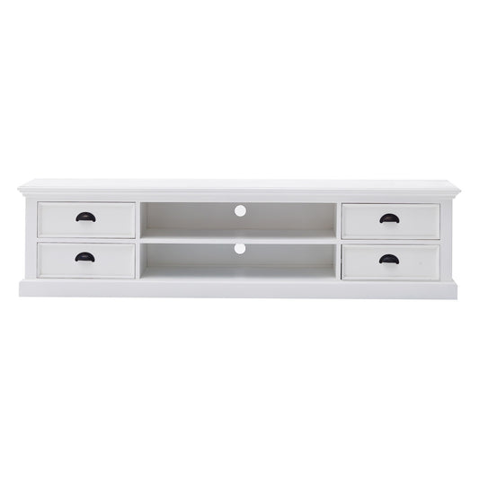 71" White Solid Wood Enclosed and Open Storage TV Stand