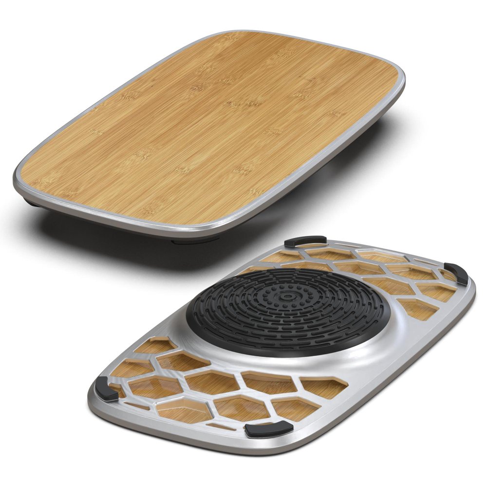 Bamboo and Silver Active Standing Desk Balance Board HomeRoots