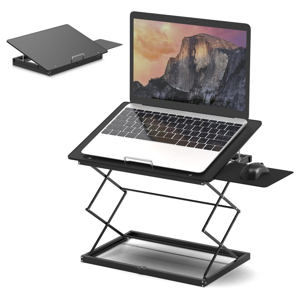 Black Compact Folding Laptop Desk or Laptop Stand with Mousepad HomeRoots