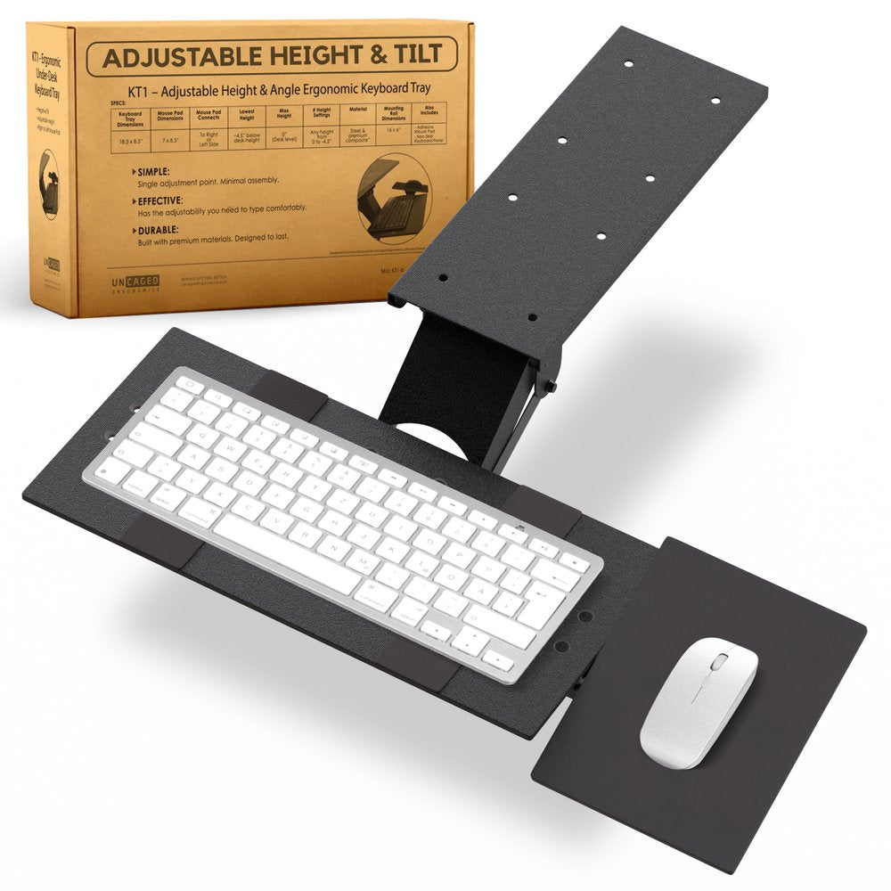 Black Ergonomic Under Desk Pull Out Keyboard Tray HomeRoots