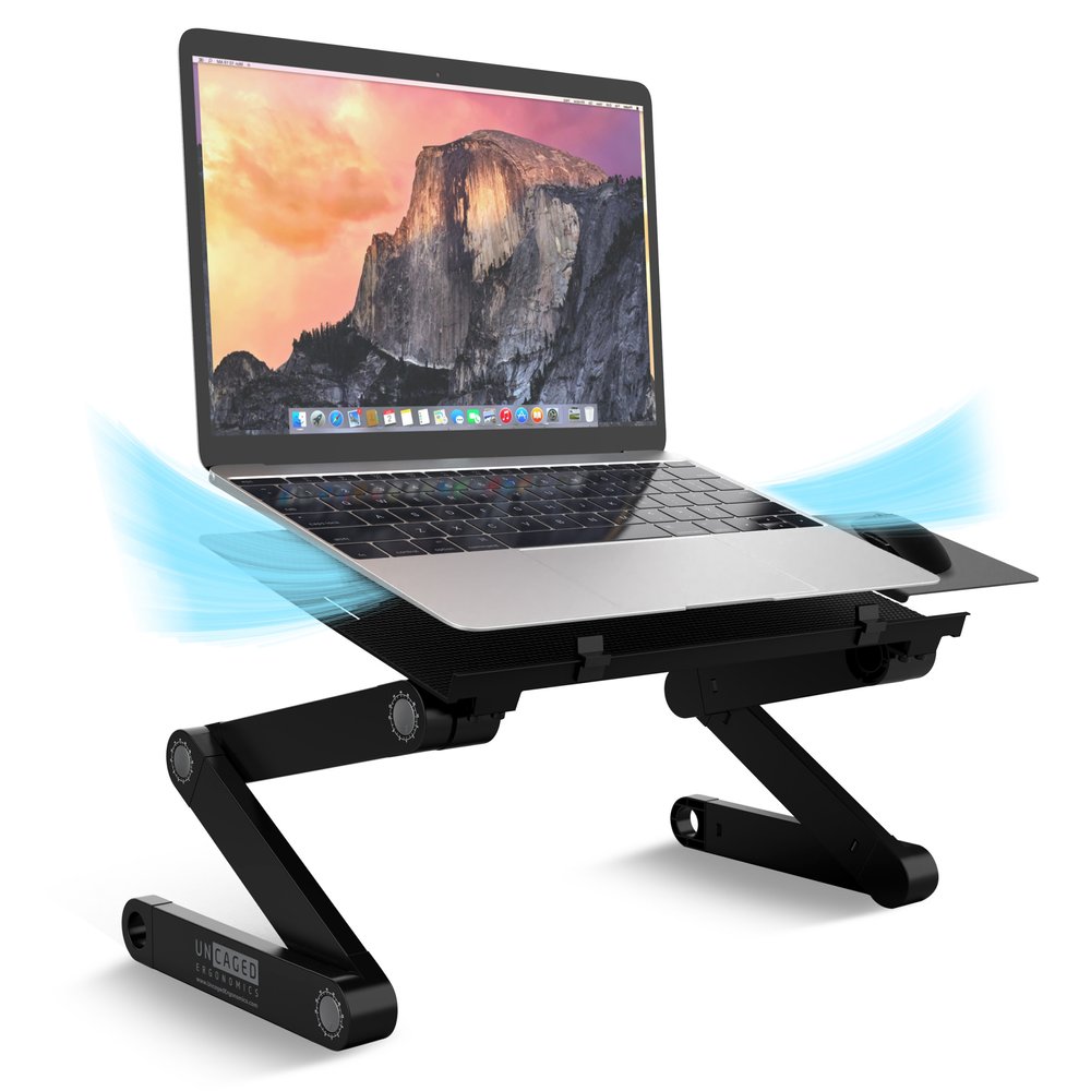 Black Folding Laptop Desk or Laptop Stand with Mousepad HomeRoots