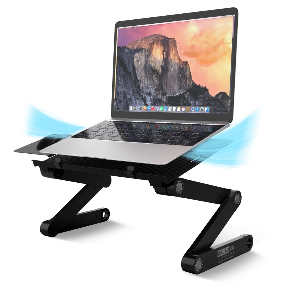 Black Folding Laptop Desk or Laptop Stand with Mousepad HomeRoots