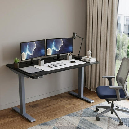 48" Adjustable Black and Gray Stainless Steel Standing Desk HomeRoots