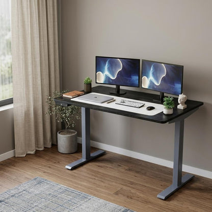 48" Adjustable Black and Gray Stainless Steel Standing Desk HomeRoots