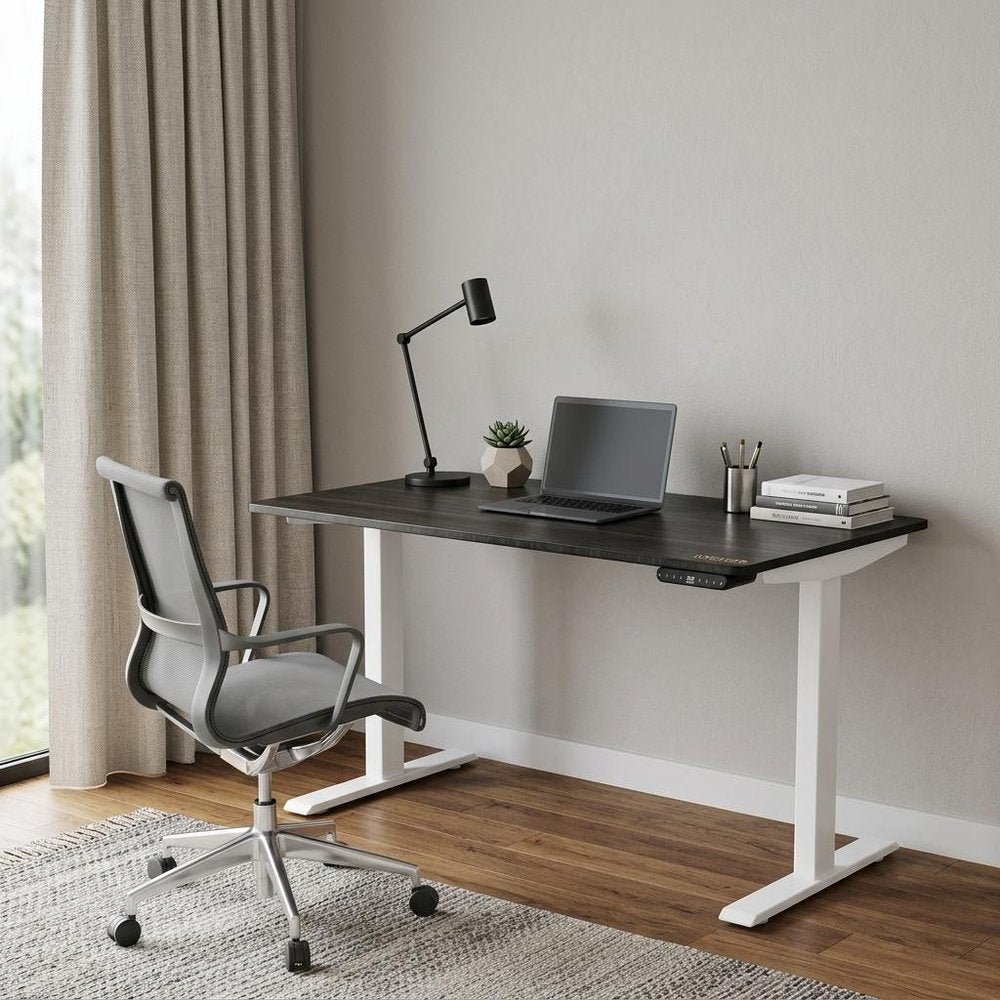 48" Adjustable Black and White Stainless Steel Standing Desk HomeRoots