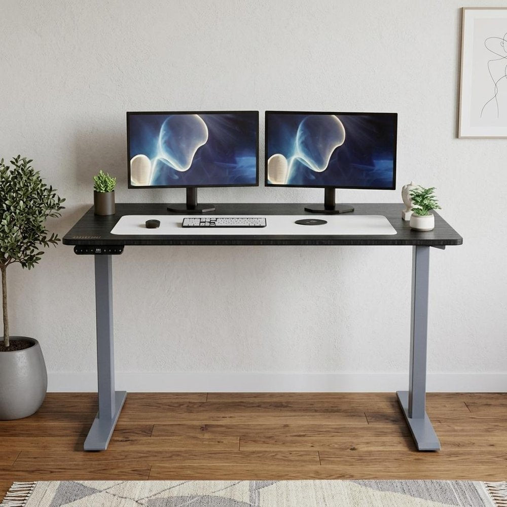 Adjustable Black and Gray Stainless Steel Rolling Standing Desk HomeRoots