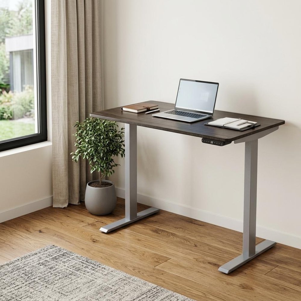 Adjustable Black and Gray Stainless Steel Rolling Standing Desk HomeRoots