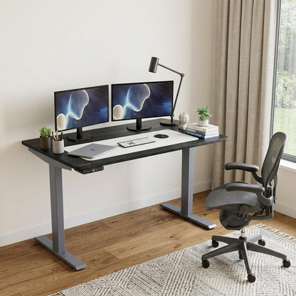 60" Adjustable Black and Gray Stainless Steel Standing Desk HomeRoots