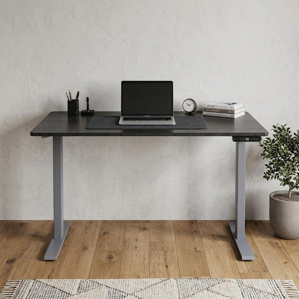 60" Adjustable Black and Gray Stainless Steel Standing Desk HomeRoots