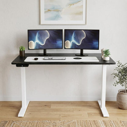 60" Adjustable Black and White Stainless Steel Standing Desk HomeRoots
