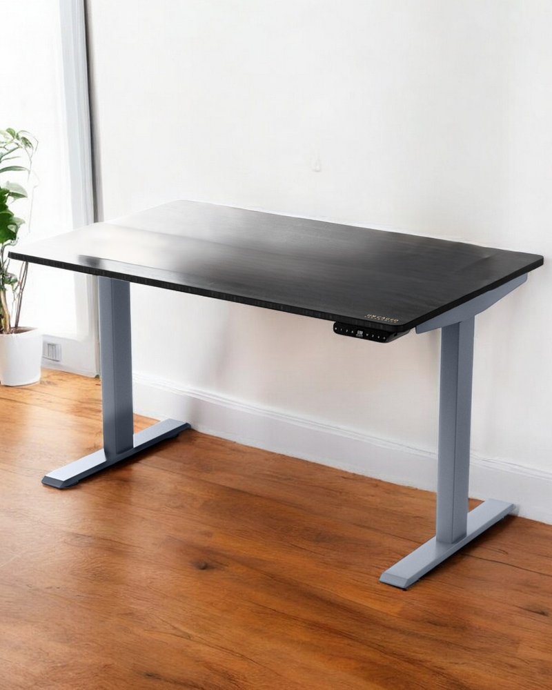48" Adjustable Black and Gray Stainless Steel Computer Desk HomeRoots