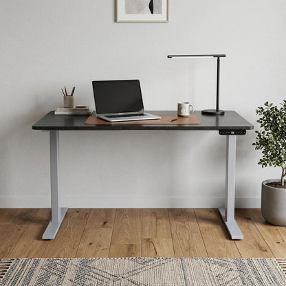 48" Adjustable Black and Gray Stainless Steel Computer Desk HomeRoots