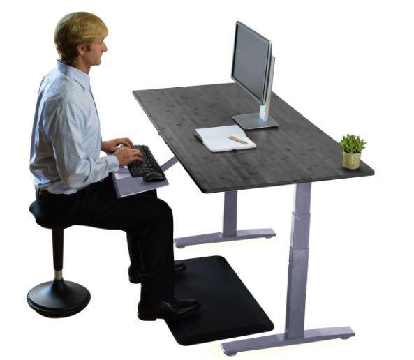 Gray Bamboo Dual Motor Electric Office Adjustable Computer Desk - FurniFindUSA