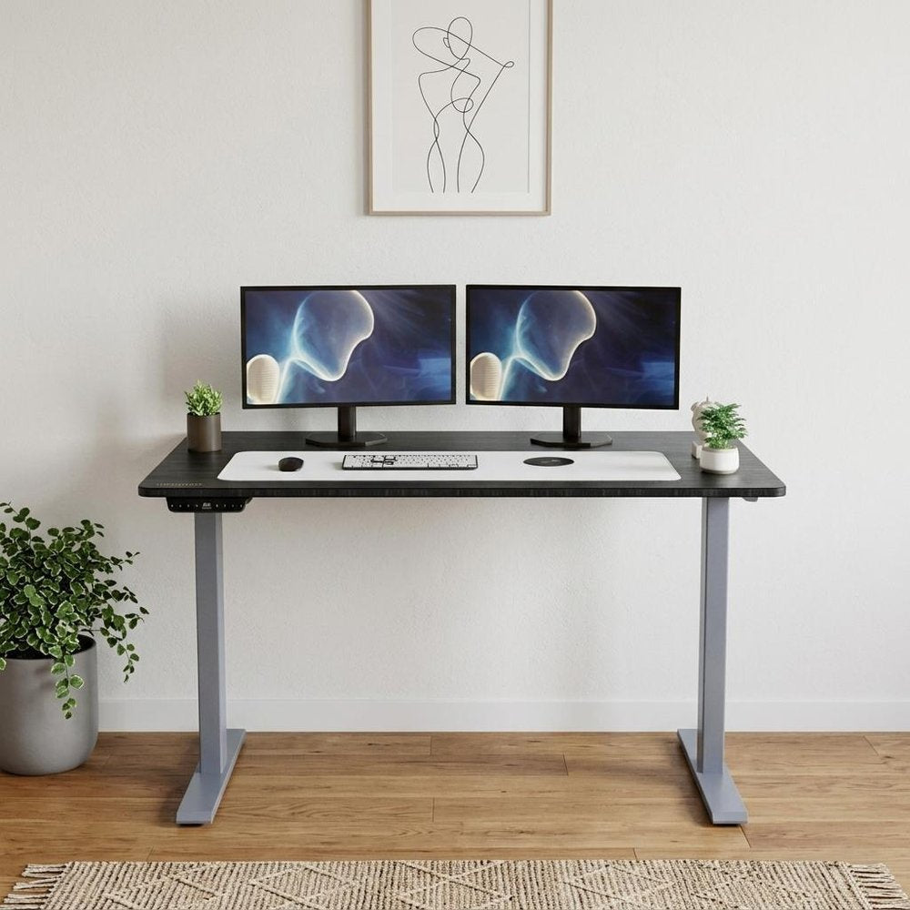 48" Adjustable Black and Gray Standing Desk HomeRoots