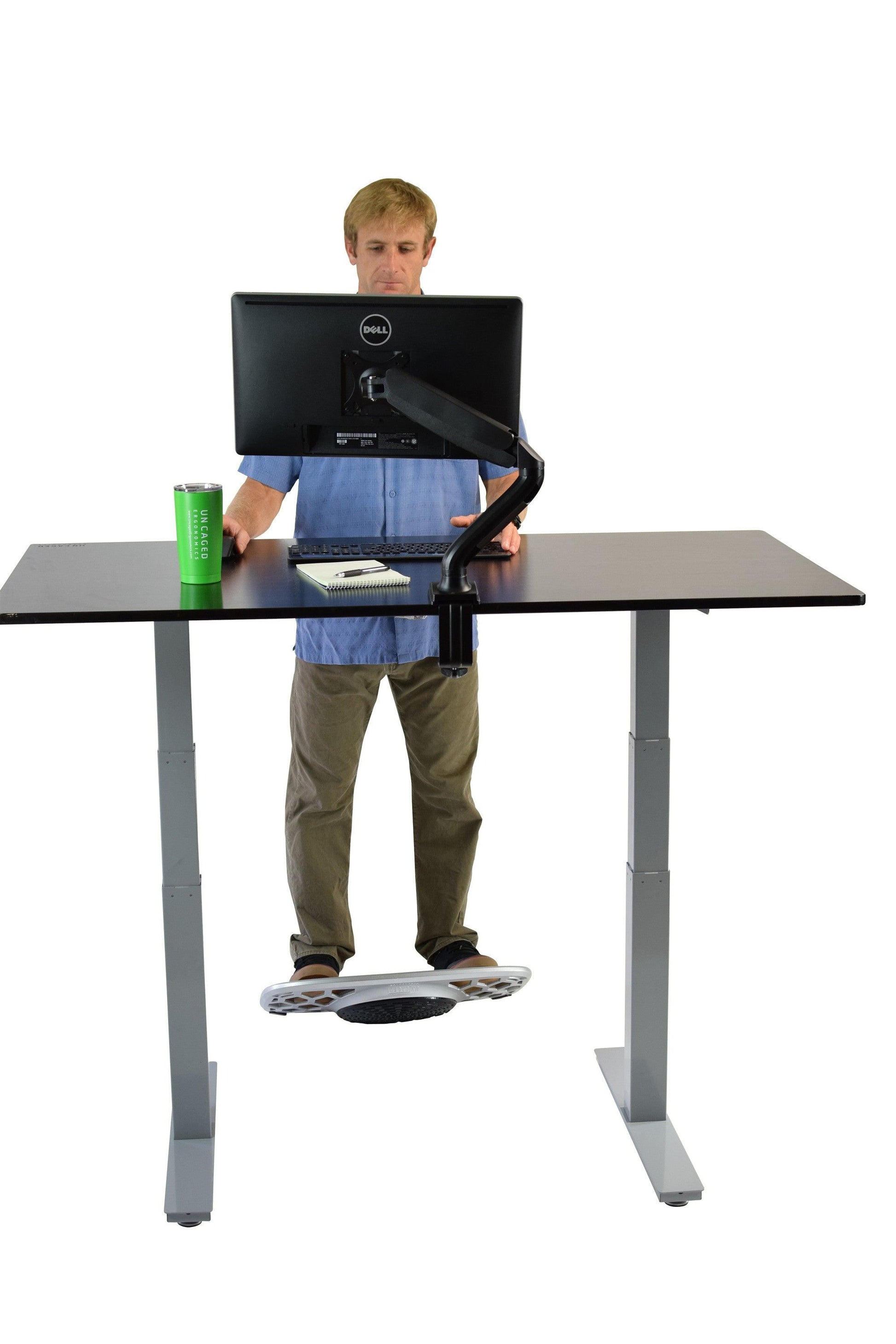 Gray Bamboo Dual Motor Electric Office Adjustable Computer Desk - FurniFindUSA