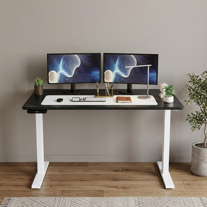 48" Adjustable Black and White Stainless Steel Computer Desk HomeRoots