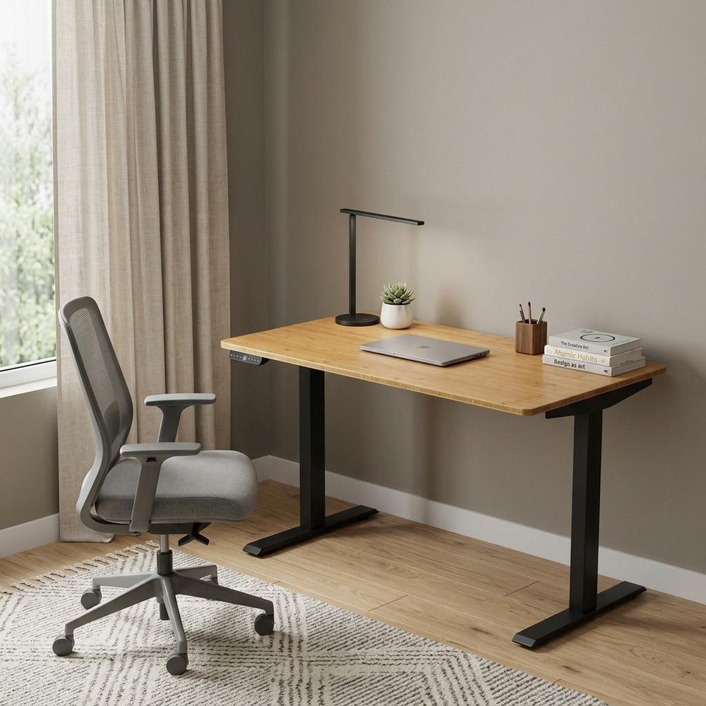 48" Adjustable Brown and Black Standing Desk HomeRoots