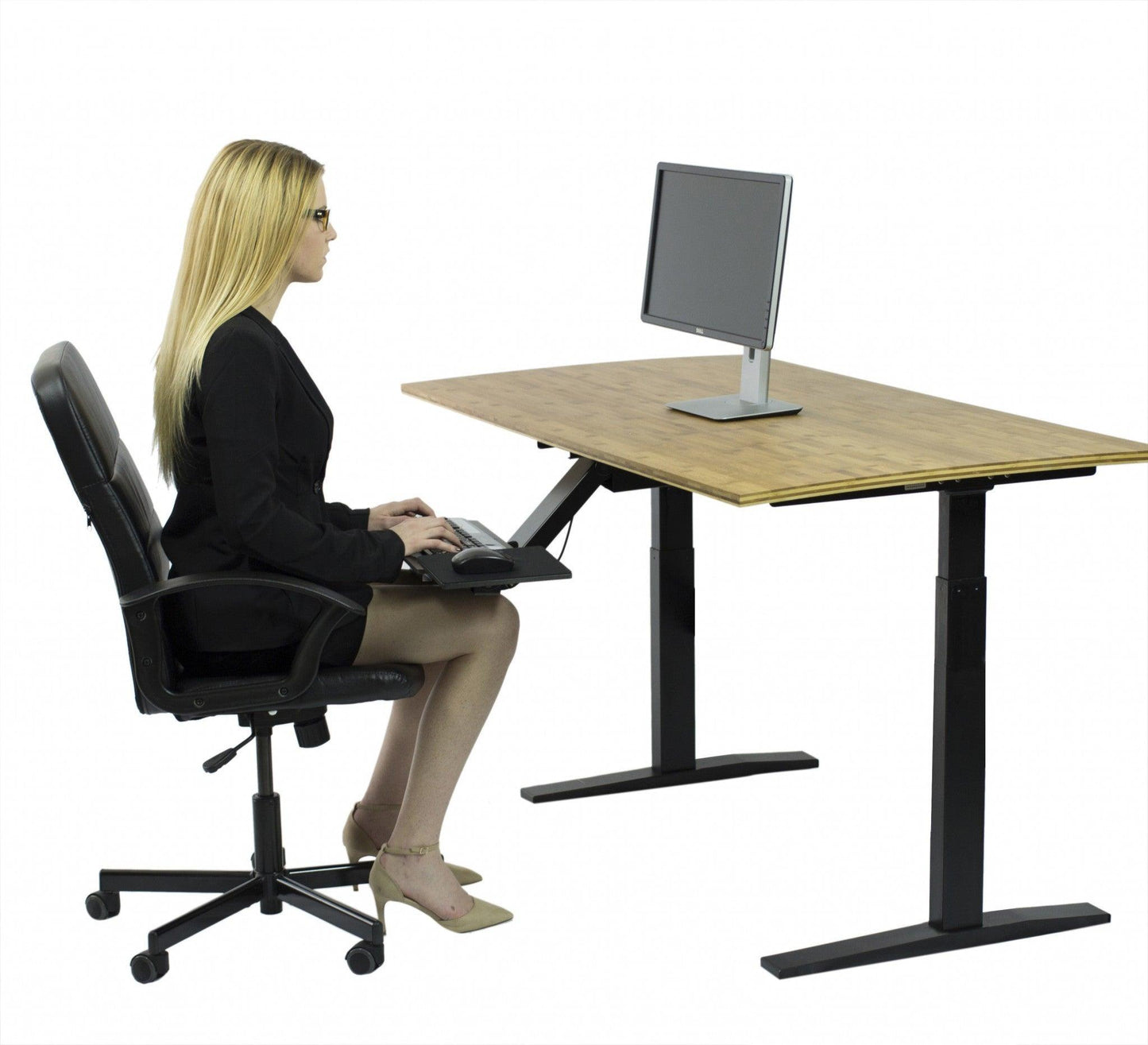 Natural Bamboo Dual Motor Electric Office Adjustable Computer Desk - FurniFindUSA