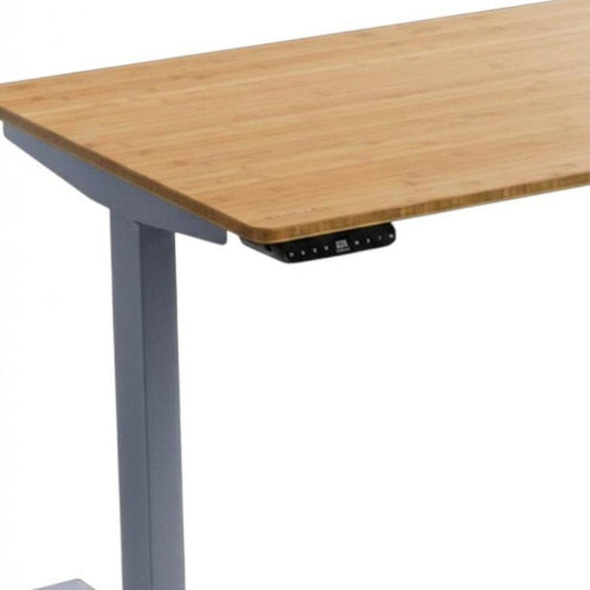 48" Adjustable Brown and Gray Stainless Steel Computer Desk HomeRoots